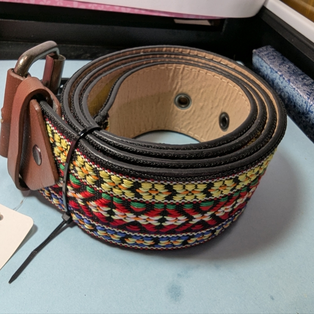 Unisex Belt Man/Woman XL 44 inches Long Colorful Tapestry Tribal In Multi Colors